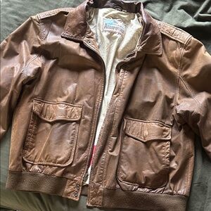 Vintage genuine leather Men's Brown bomber jacket